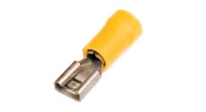 DKC / ДКС 2C02P (Заказная) Наконечник плоский, с изолированным фланцем (розетка),для сечения провода 2,5-6,0мм2, размер контакта 6,3х0,8мм,желтый (РПИ-М)