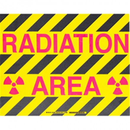 BRADY gws104488 Наполная самоклеющаяся табличка с надписью "Radiation Area", материал В-534, цвет - черный и маджента на желтом, размер 355,6 мм Х 457,2 мм