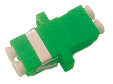Hyperline FA-P11Z-DLC/DLC-N/WH-GN Оптический проходной адаптер LC/APC-LC/APC, SM, duplex, корпус пластиковый, зеленый, белые колпачки