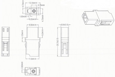 Hyperline FA-P00Z-LC/LC-N/WH-BG Оптический проходной адаптер LC-LC, MM, simplex, корпус пластиковый, бежевый, белые колпачки - фото 2
