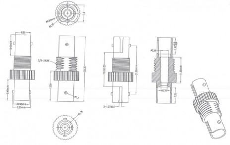 Hyperline FA-S00Z-ST/ST-N/BK-SL Оптический проходной адаптер ST-ST, SM/MM, simplex, корпус металл, черные колпачки - фото 2