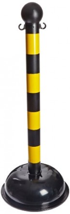 BRADY gws92122 Столбик заграждения, полосатый черный/желтый, столб: диам. 75 мм, высота 1,04 м, диам. основания 40 см., 1 шт