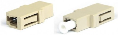 Hyperline FA-P00Z-LC/LC-N/WH-BG Оптический проходной адаптер LC-LC, MM, simplex, корпус пластиковый, бежевый, белые колпачки