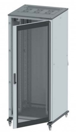 DKC / ДКС R5IT4268GS (Заказная) Напольный шкаф 42U 2000х600х800мм (ВхШхГ), передняя дверь стекло, задняя глухая дверь, крыша укомплектована вводом и заглушками, серый