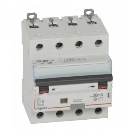 LEGRAND 411185 Дифференциальный автоматический выключатель, серия DX3, 10A, 30mA, 4-полюсный, тип АС