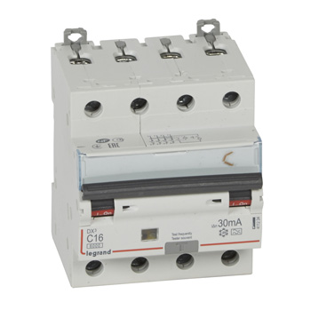 LEGRAND 411234 Дифференциальный автоматический выключатель, серия DX3, 16A, 30mA, 4-полюсный, характеристики С, тип А