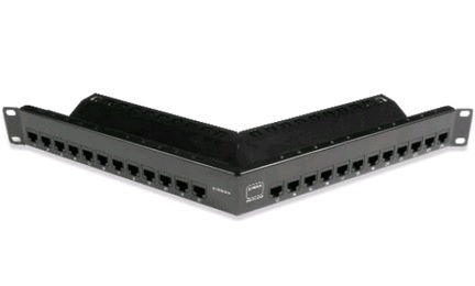 Siemon ZS-PNLA-24E-SALE Z-MAX Модульная патч-панель 19", 24 порта, экранированная, 1U, черная, без модулей, угловая (в комплекте маркир. этикетки, каб. стяжки, контакт заземления, крепеж) для исп. с модулями Z5-SP, Z5-SPB, Z6A-SPB (РАСПРОДАЖА)