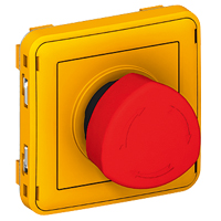 LEGRAND 069549 Кнопка экстренного отключения с возвратом поворотом на 1/4 оборота, красный/желтый, Plexo