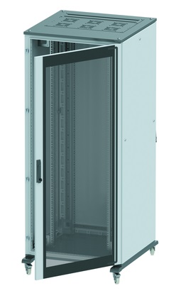 DKC / ДКС R5IT2468GS (Заказная) Напольный шкаф 24U 1200х600х800мм (ВхШхГ), передняя дверь стекло, задняя глухая дверь, крыша укомплектована вводом и заглушками, серый