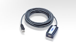 ATEN UE250-AT Шнур, USB, A>A, Male-Female, 4 провода, опрессованный, 5 метр., серый, (активный;наращиваемый;USB 2.0)