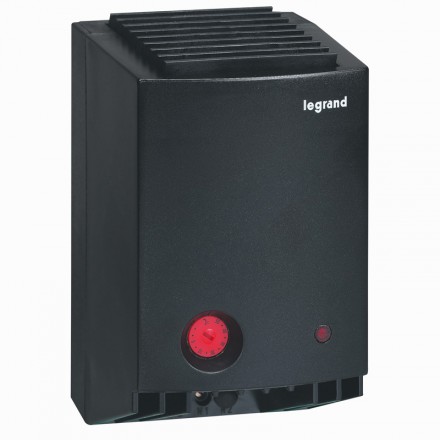 LEGRAND 034806 Электрический нагреватель, с пульсирующим потоком воздуха, 230 В, класс II, IP20, 350 Вт, 7.5 А, термостат 0-60 С° с подсветкой, расход 35 м3/ч, встроенный ограничитель температуры поверхности
