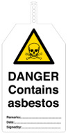 BRADY gws241712 Бирка безопасности, легенда "DANGER Contains asbestos", 145*85 мм, материал ПВХ, 10шт/упак"