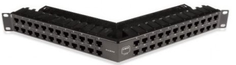 Siemon ZS-PNLA-U48E-SALE Z-MAX Модульная патч-панель 19", 48 портов, экранир., 1U, черная, без модулей, тип угловой (в комплекте маркир. этикетки, каб. стяжки, контакт заземления, крепеж) для использования с модулями Z5-SP, Z5-SPB, Z6A-SPB (РАСПРОДАЖА)