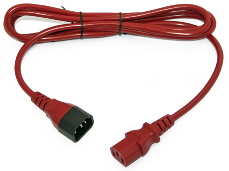 Hyperline PWC-IEC13-IEC14-1.8-RD Кабель питания монитор-компьютер IEC 320 C13 - IEC 320 C14 (3x0.75), 10A, прямая вилка, 1.8м, цвет красный (ПВС-АП-3*0,75-250-C13C14-10-1,8 ГОСТ 30851.1-2002 (МЭК 60320-1:1994))