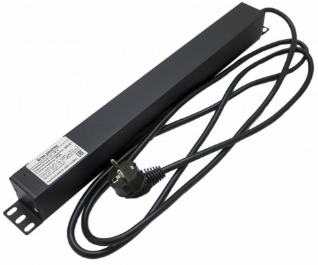 Hyperline SHE19-10IEC-S-2.5EU Блок розеток для 19" шкафов, горизонтальный, 10 розеток IEC320 C13, выключатель с подсветкой, кабель питания 2.5м (3х1.5мм2) с вилкой Schuko 16A, 250В, 482.6x44.4x44.4мм (ШхГхВ), корпус алюминий, черный - фото 2