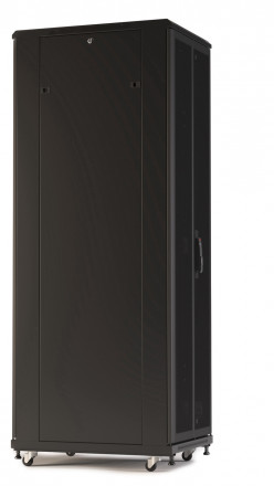 Hyperline TTR-2261-DD-RAL9005 Шкаф напольный 19-дюймовый, 22U, 1166x600х1000 мм (ВхШхГ), передняя и задняя распашные перфорированные двери (75%), ручка с замком, цвет черный (RAL 9005) (разобранный) - фото 2
