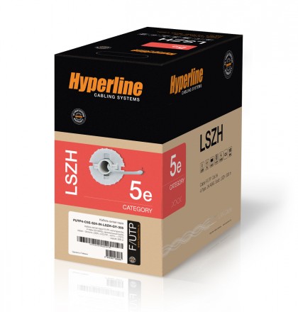 Hyperline FUTP4-C5E-S24-IN-LSZH-GY (на отрез) Кабель витая пара, экранированный F/UTP, общий экран фольга, категория 5e, 4 пары 24 AWG, 4х2х0,51 мм, однопроволочные жилы, LSZH, нг(А)-HF, внутренний -40°C – +75°C, серый, системная гарантия 25 лет - фото 2