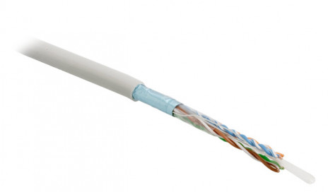 Hyperline FUTP4-C5E-S24-IN-LSZH-GY (на отрез) Кабель витая пара, экранированный F/UTP, общий экран фольга, категория 5e, 4 пары 24 AWG, 4х2х0,51 мм, однопроволочные жилы, LSZH, нг(А)-HF, внутренний -40°C – +75°C, серый, системная гарантия 25 лет