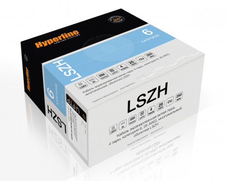 Hyperline UFTP4-C6-S23-IN-LSZH-GY (на отрез) Кабель витая пара, экранированный U/FTP, без общего экрана, каждая пара в фольге, категория 6, 4 пары 23 AWG, 4х2х0,55 мм, однопров.жилы, LSZH, нг(А)-HF, внутр.-40°C – +75°C, серый, системная гарантия 25 лет - фото 2