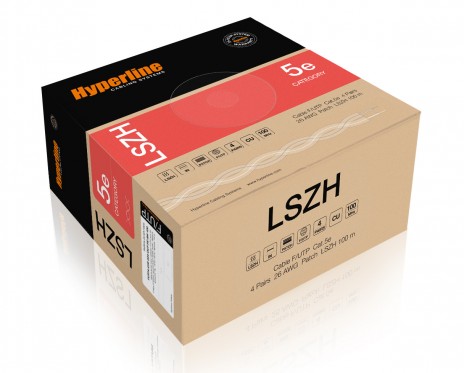 Hyperline FUTP4-C5E-P26-IN-LSZH-PK-100 (100 м) Кабель витая пара, экранированный F/UTP, общий экран фольга, категория 5e, 4 пары 26 AWG, 4х2х0,48 мм, многопроволочные жилы, LSZH, нг(А)-HF, внутренний -40°C – +75°C, розовый - фото 3