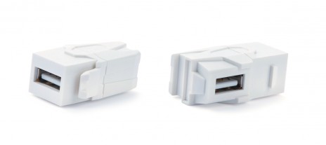 Hyperline KJ1-USB-VA2-WH Вставка формата Keystone Jack с проходным адаптером USB 2.0 (Type A), 90 градусов, ROHS, белая - фото 2