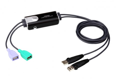 ATEN CS62KM-AT Переключатель, электрон., KM, 1 user USB => 2 cpu USB, со встр.шнурами USB 2x0.15м+2х1.2м., настольный, без OSD, каскад. до 2-х устройств