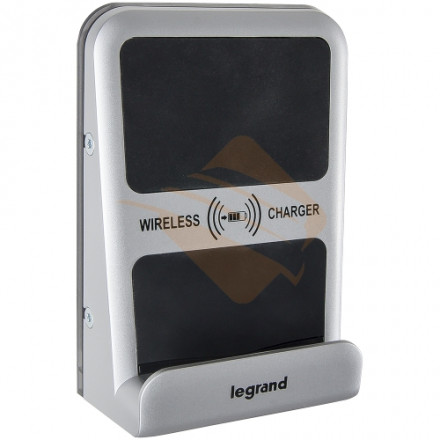 LEGRAND 077598 Беспроводное зарядное устройство Qi 1А с дополнительным разъёмом USB A 5В 2,4А, Mosaic