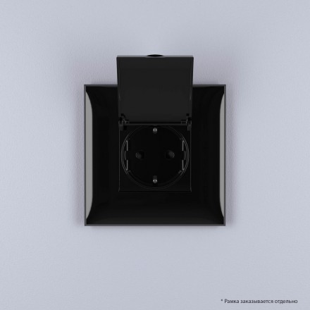 DKC / ДКС 4402013 Розетка с крышкой в стену, 2P+E, "Черный квадрат", Avanti - фото 5