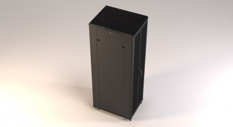 Hyperline TTR-2761-DD-RAL9005 Шкаф напольный 19-дюймовый, 27U, 1388x600х1000 мм (ВхШхГ), передняя и задняя распашные перфорированные двери (75%), ручка с замком, цвет черный (RAL 9005) (разобранный) - фото 2