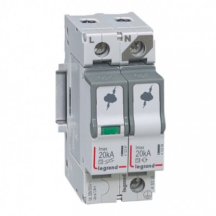 LEGRAND 412226 Устройство защиты от импульсных перенапряжений T2 20KA 1P+N