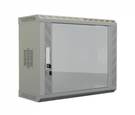 Hyperline TWS-0625-GP-RAL7035 Шкаф настенный 19-дюймовый (19"), 6U, 367х600х250, со стеклянной дверью, несъемные боковые панели, цвет серый (RAL 7035) (собранный)