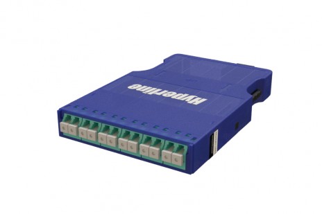 Hyperline PPTR-CSS-1-6xDLC-MM/AQ-BL Корпус кассеты для оптических претерминированных решений, 6 дуплексных портов LC/PC, ввод кабеля, возможна установка проходного адаптера MPO, для многомодового кабеля, синий корпус/порты цвет аква