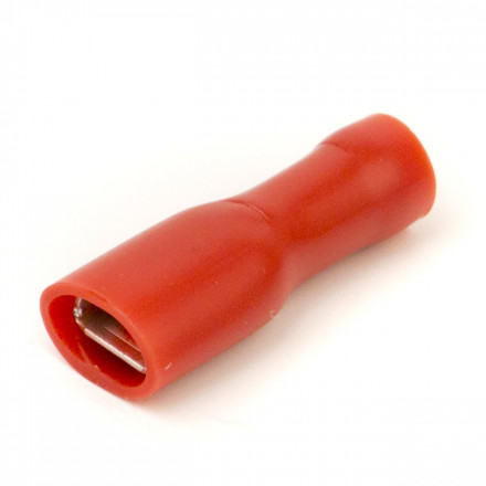 DKC / ДКС 2A01TP (Заказная) Наконечник плоский, с полностью изолированным фланцем (розетка),для сечения провода 0,25-1,5мм2, размер контакта 4,8х0,8мм, красный (РППИ-М)
