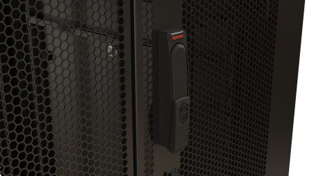Hyperline TTR-4261-DD-RAL9005 Шкаф напольный 19-дюймовый, 42U, 2055x600х1000 мм (ВхШхГ), передняя и задняя распашные перфорированные двери (75%), ручка с замком, цвет черный (RAL 9005) (разобранный) - фото 3