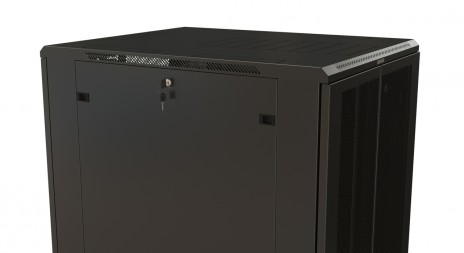 Hyperline TTR-4261-DD-RAL9005 Шкаф напольный 19-дюймовый, 42U, 2055x600х1000 мм (ВхШхГ), передняя и задняя распашные перфорированные двери (75%), ручка с замком, цвет черный (RAL 9005) (разобранный) - фото 4