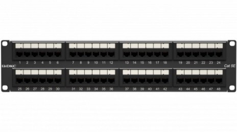 DKC / ДКС RN5PPU242 Патч-панель 19", 2U, 48 портов RJ45, категория 5e, неэкранированная, цвет черный