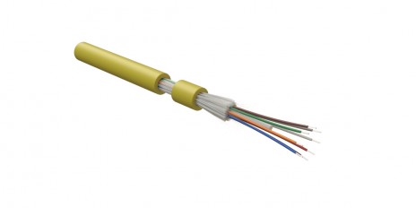 Hyperline FO-DT-IN-9S-4-FRHFLTx-YL Кабель волоконно-оптический 9/125 (SMF-28 Ultra) одномодовый, 4 волокна, плотное буферное покрытие (tight buffer) внутренний, FRHFLTx, –60°C – +70°C, желтый