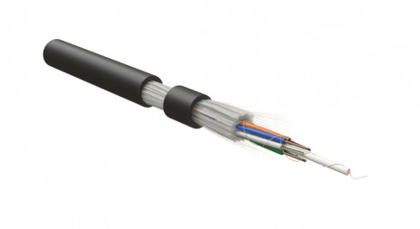 Hyperline FO-PDM-OUT-503-8-PE-BK Кабель волоконно-оптический 50/125 (OM3) многомодовый, 8 волокон, армированный стекловолокном, многомодульная конструкция (multi loose tube), самонесущий, для внешней прокладки, 3кН, PE, -60°С - +70°С, черный