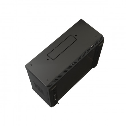 Hyperline TWS-1225-GP-RAL9004 Шкаф настенный 19-дюймовый (19"), 12U, 650х600х250, со стеклянной дверью, несъемные боковые панели, цвет черный (RAL 9004) (собранный) - фото 2