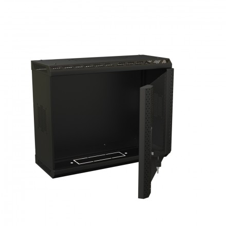 Hyperline TWS-1225-GP-RAL9004 Шкаф настенный 19-дюймовый (19"), 12U, 650х600х250, со стеклянной дверью, несъемные боковые панели, цвет черный (RAL 9004) (собранный) - фото 4