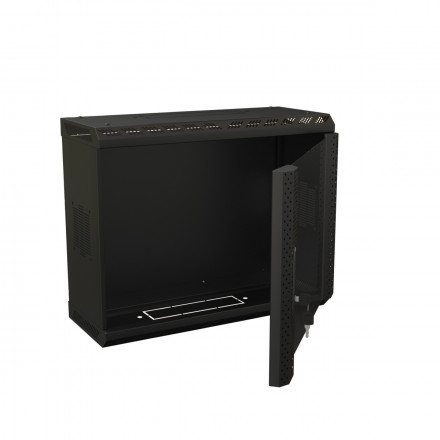Hyperline TWS-1525-GP-RAL9004 Шкаф настенный 19-дюймовый (19"), 15U, 740х600х250, со стеклянной дверью, несъемные боковые панели, цвет черный (RAL 9004) (собранный) - фото 4
