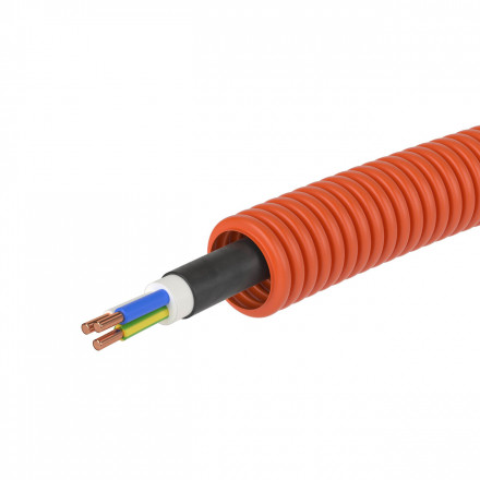 DKC / ДКС 7L916100 Труба гибкая гофрированная, номинальный ф16 мм, ПНД, цвет оранжевый, в комплекте с кабелем ВВГнг-LS 1,5х3 ГОСТ - фото 3
