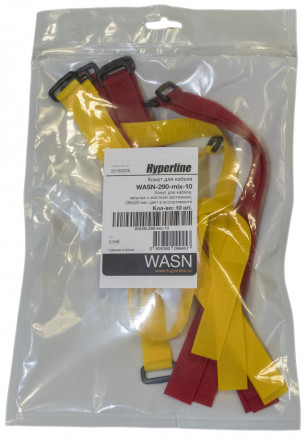 Hyperline WASN-290-mix-10 Хомут для кабеля, липучка с жесткой застежкой, 290x20 мм, цвет в ассортименте (10 шт.) - фото 2