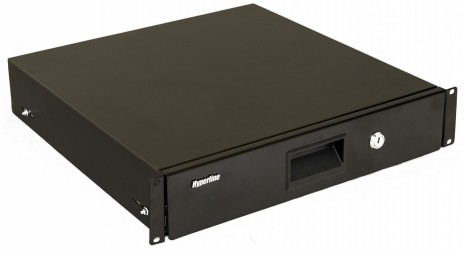 Hyperline TDR3-2U-460-RAL9004 Полка (ящик) для документов с замком, 2U, 88х483х460мм (ВхШхГ), цвет черный (RAL 9004) - фото 2