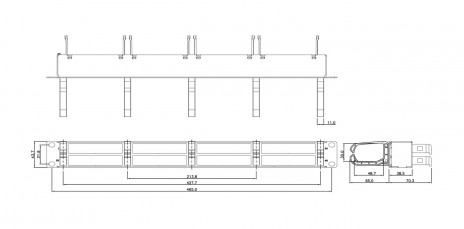 Hyperline PPTR-19-8CU-RNG-STL Патч-панель 19" для претерминированных медных и оптических кассет, 8 слотов под кассеты, 1U, с 5 пластиковыми кольцами для горизонтальной прокладки кабеля - фото 2