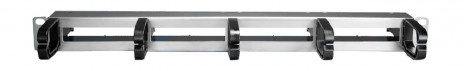 Hyperline PPTR-19-4CU-RNG-STL Патч-панель 19" для претерминированных медных и оптических кассет, 4 слота под кассеты, 1U, с 5 пластиковыми кольцами для горизонтальной прокладки кабеля