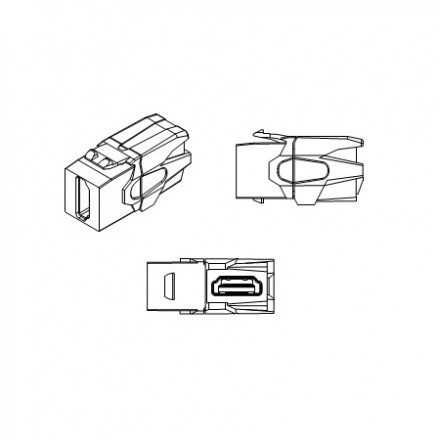 Hyperline KJ1-HDMI-AV18-BK Вставка формата Keystone Jack с проходным адаптером HDMI 2.0 (Type A), 90 градусов, ROHS, черная - фото 2