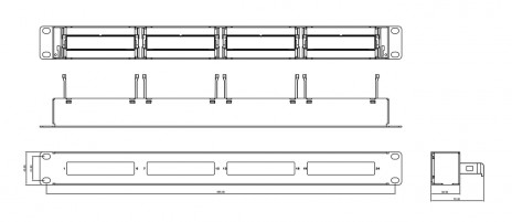 Hyperline PPTR-19-4CU-STL Патч-панель 19" для претерминированных медных и оптических кассет, 4 слота под кассеты, 1U - фото 2