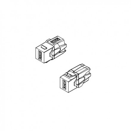 Hyperline KJ1-USB-VA2-BK Вставка формата Keystone Jack с проходным адаптером USB 2.0 (Type A), 90 градусов, ROHS, черная - фото 2