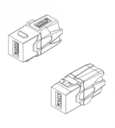 Hyperline KJ1-USB-VA3-BK Вставка формата Keystone Jack с проходным адаптером USB 3.0 (Type A), 90 градусов, ROHS, черная - фото 2